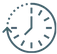 A circular arrow surrounding a clock, symbolizing time management or continuous process.